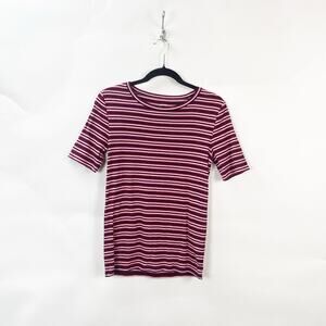 2/$30 J. Crew Medium Womens Pink Striped Perfect Tee Top